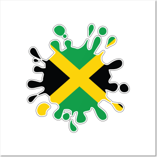 Jamaica National Flag Paint Splash Posters and Art